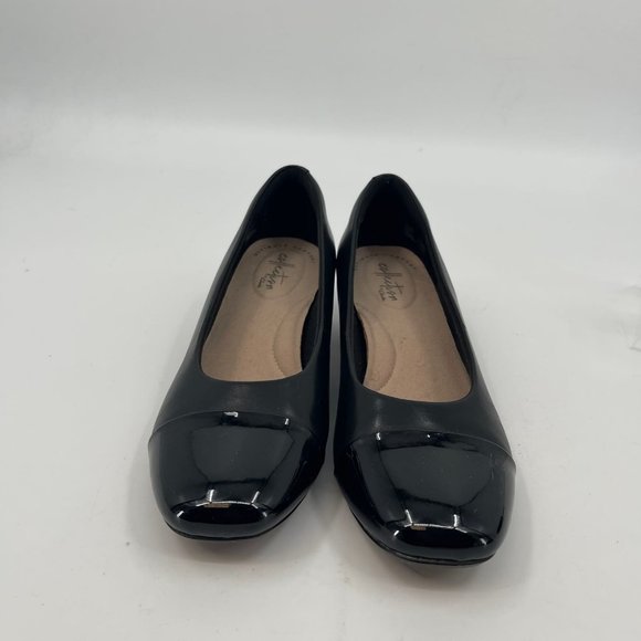 Clarks Black Synthetic Leather Heels | Round Toe and Block Heel - Picture 4 of 9